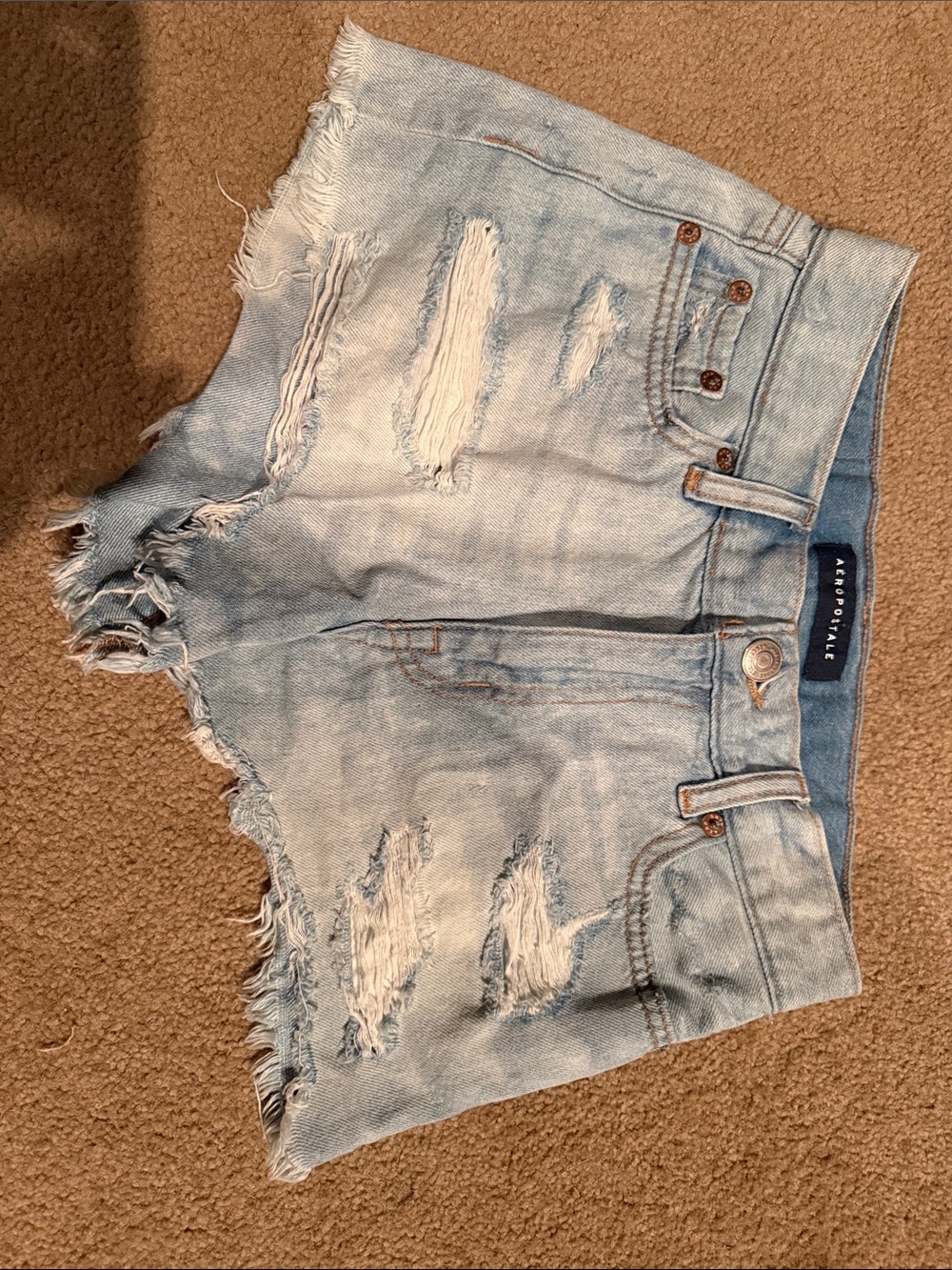 Aeropostale Light Blue Distressed Denim Cutoff Shorts